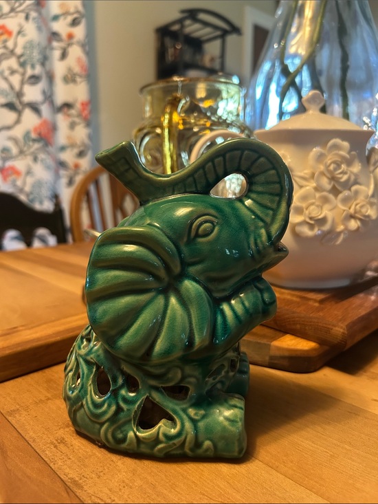 Other - Turquoise Green Ceramic Elephant Figurine